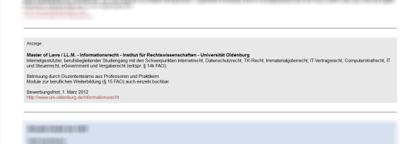 Werbung bei Telemedicus